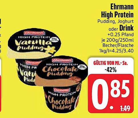 Ehrmann High Protein Pudding, Joghurt oder Drink