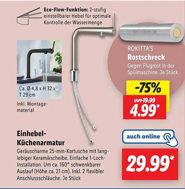 Einhebel-Küchenarmatur mit Rostschutzfunktion