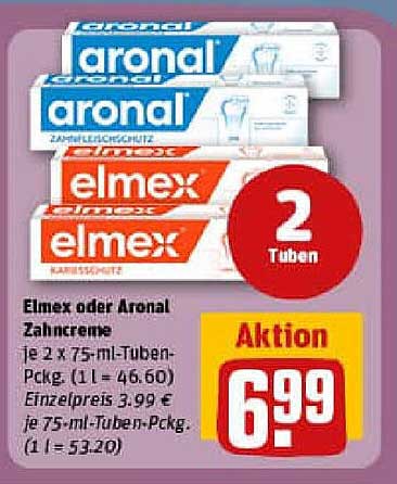 Elmex oder Aronal Zahncreme - Aktion: 2 Tuben für 6,99 €