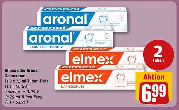 Elmex oder Aronal Zahnpasta, 2 Tuben