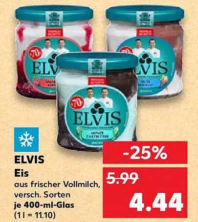 ELVIS Eis aus frischer Vollmilch, verschiedene Sorten
