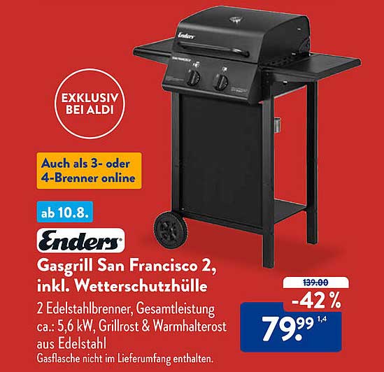 Enders Gasgrill San Francisco 2, inkl. Wetterschutzhülle