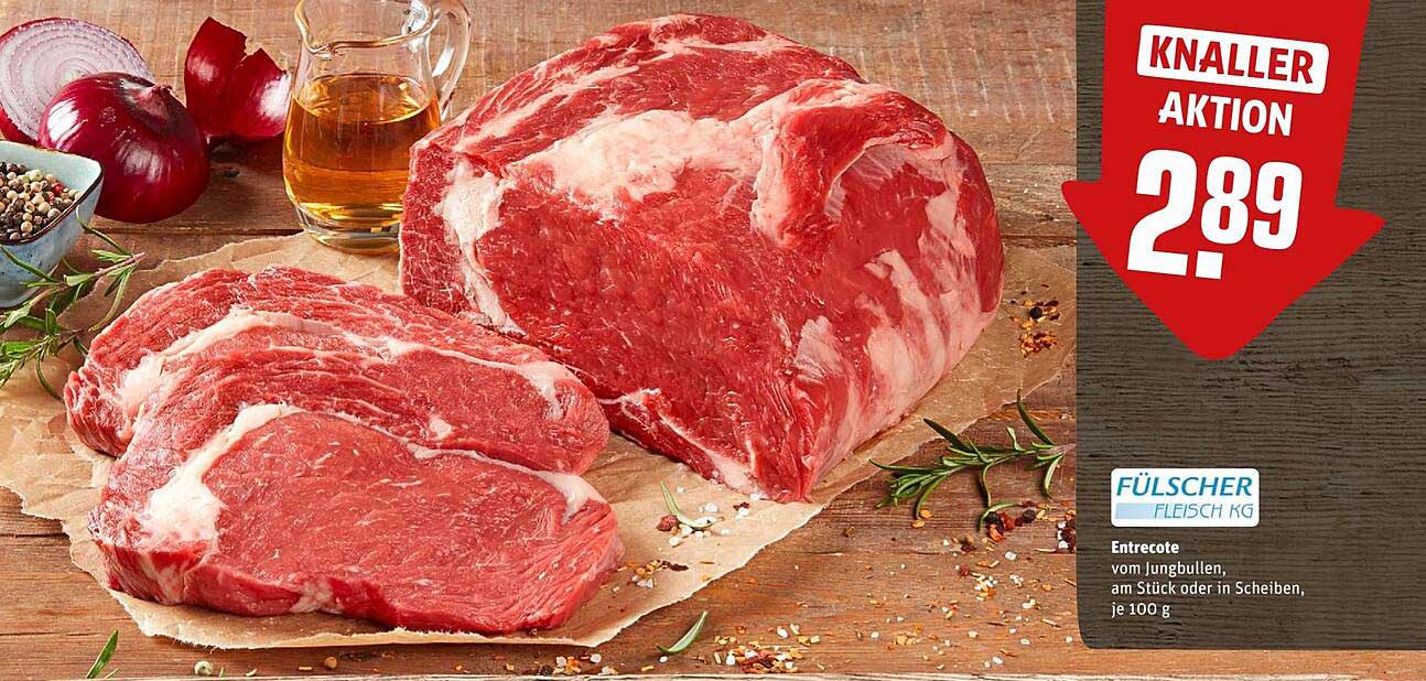 Entrecote vom Jungbullen, am Stück oder in Scheiben, je 100 g