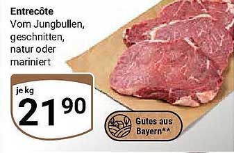 Entrecôte vom Jungbullen, geschnitten, natur oder mariniert