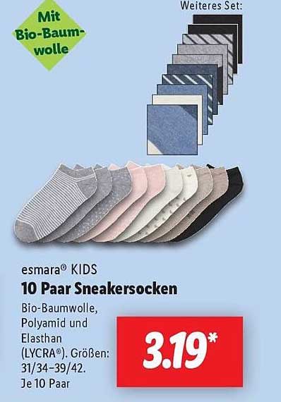 esamara® KIDS 10 Paar Sneakersocken