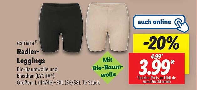 esamara® Radler-Leggings aus Bio-Baumwolle und Elasthan