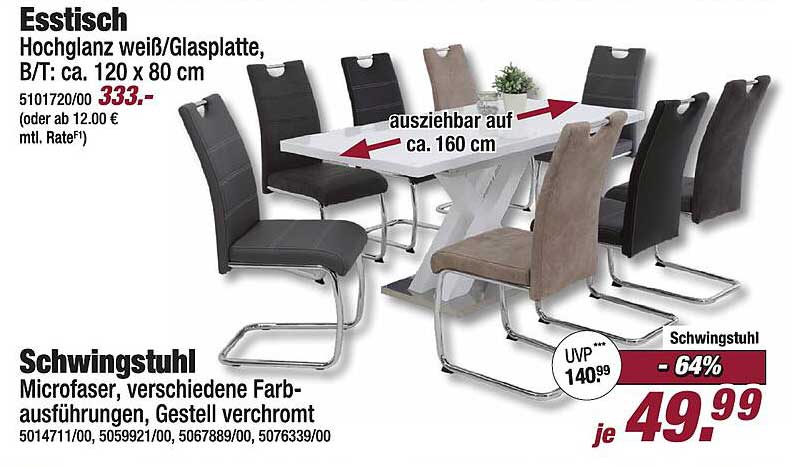 Esstisch Hochglanz weiß/Glasplatte, B/T: ca. 120 x 80 cm