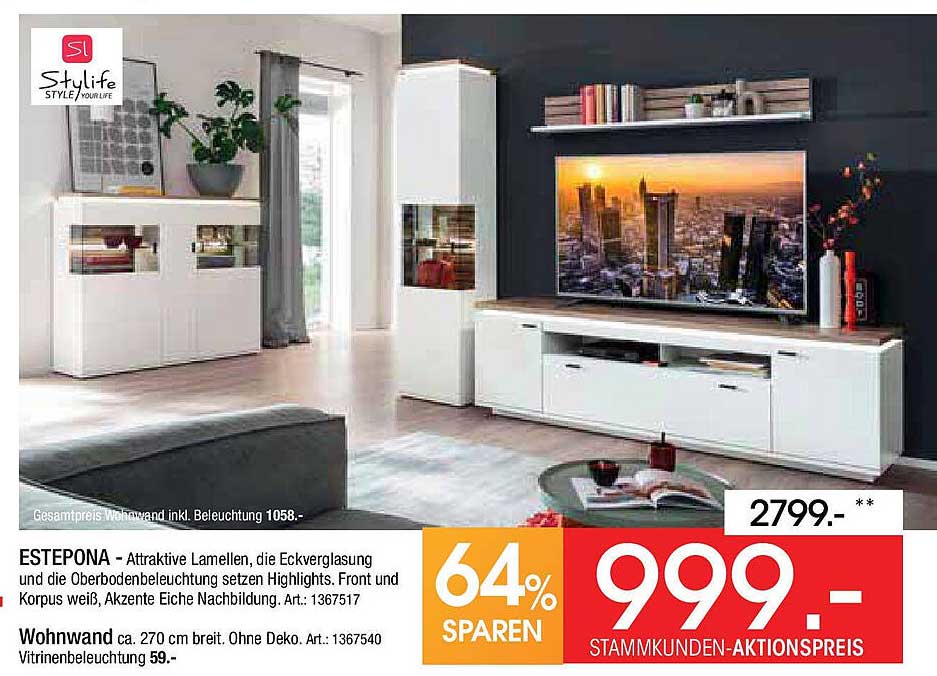 ESTEPONA Wohnwand – Aktionspreis zum Sparpreis!