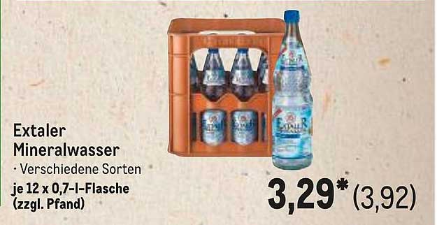 Extaler Mineralwasser 12 x 0,7 l-Flasche - Verschiedene Sorten
