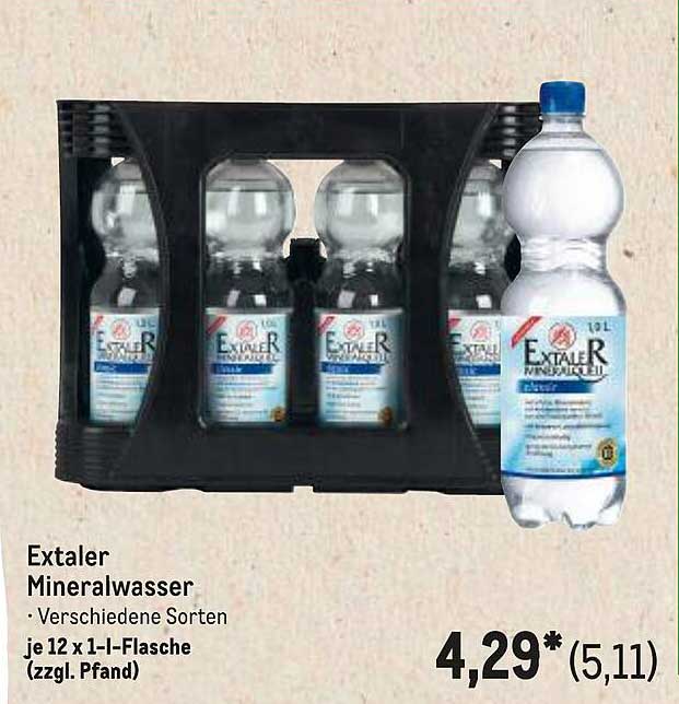 Extaler Mineralwasser – 12 x 1 Liter Flasche (verschiedene Sorten)