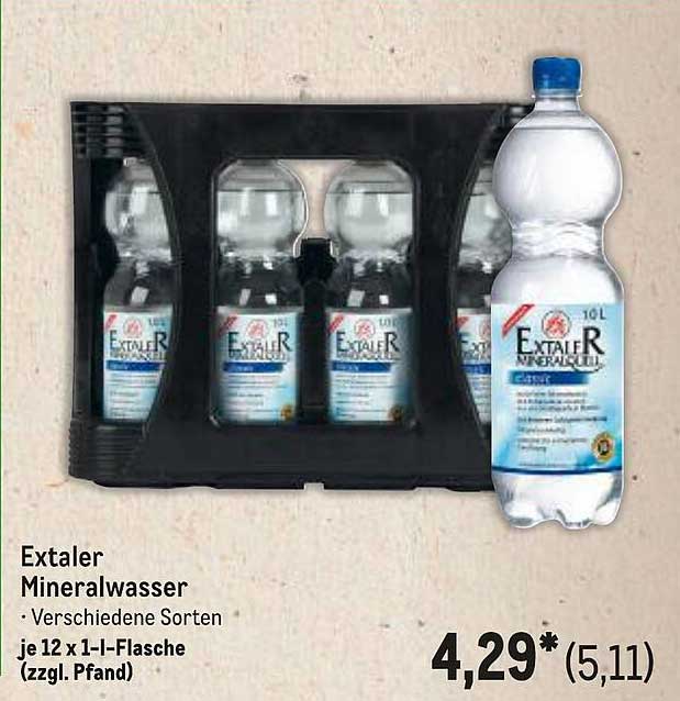 Extaler Mineralwasser - Verschiedene Sorten, 12 x 1 l-Flasche