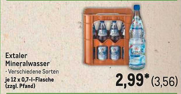 Extaler Mineralwasser - Verschiedene Sorten