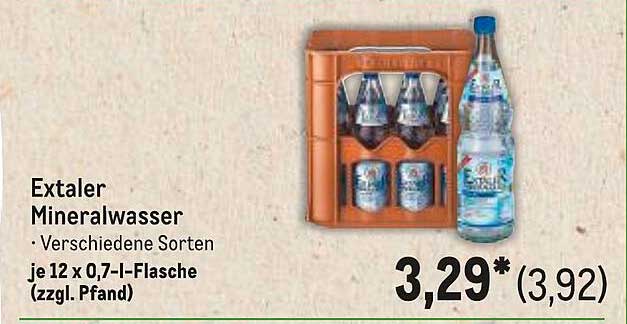 Extaler Mineralwasser - verschiedene Sorten je 12 x 0,7-l-Flasche (zzgl. Pfand)