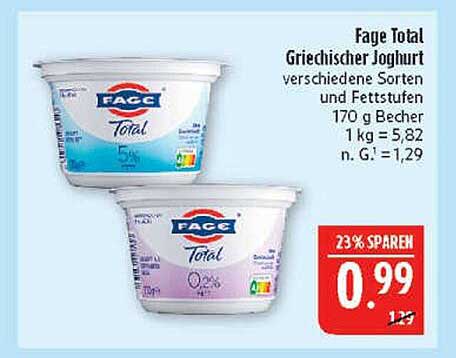 Fage Total Griechischer Joghurt verschiedene Sorten und Fettstufen 170 g Becher