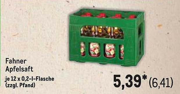 Fahner Apfelsaft 12 x 0,2 l-Flasche
