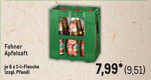 Fahner Apfelsaft je 6 x 1-l-Flasche (zzgl. Pfand)