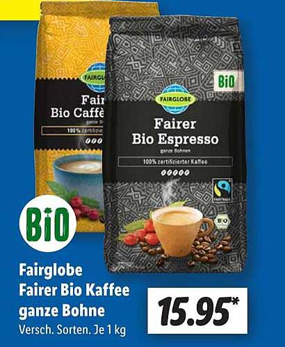 Fairglobe Fairer Bio Kaffee ganze Bohne