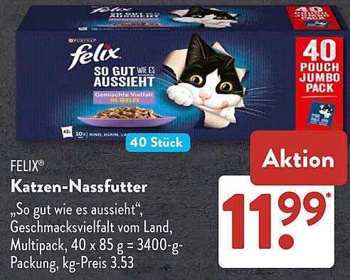 FELIX Katzen-Nassfutter "So gut wie es aussieht", Geschmacksvielfalt im Multipack