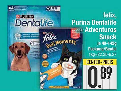 felix, Purina Dentalife oder Adventuros Snack je 40-142g Packung/Beutel