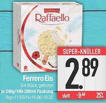 Ferrero Eis Raffello 3/4 Stück, gefroren