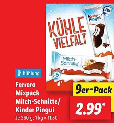 Ferrero Mixpack Milch-Schnitte/Kindercuore - 9er-Pack