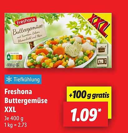 Freshona Buttergemüse XXL 400 g - Jetzt mit 100 g gratis!