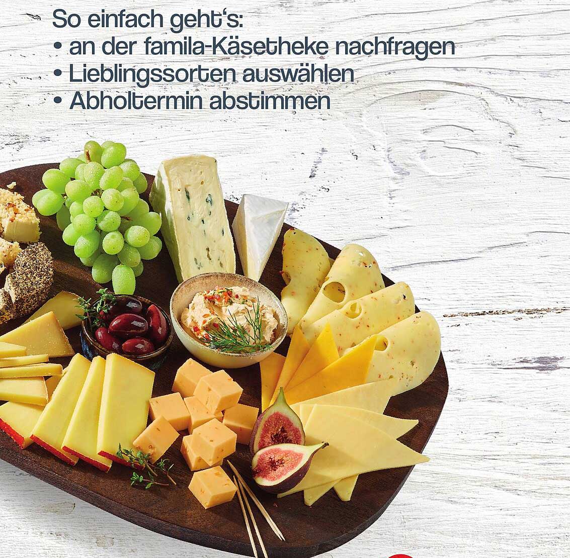 Frische Käseauswahl an der famila-Käsetheke