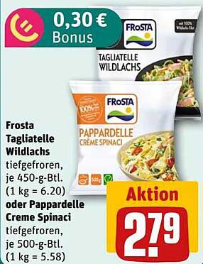 Frosta Tagliatelle Wildlachs oder Pappardelle Creme Spinaci