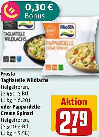 Frosta Tagliatelle Wildlachs oder Pappardelle Creme Spinaci - Tiefgefroren
