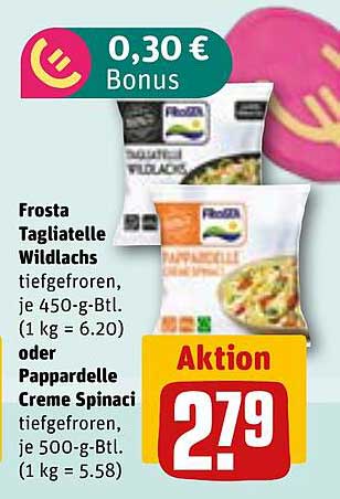 Frosta Tagliatelle Wildlachs oder Pappardelle Creme Spinat
