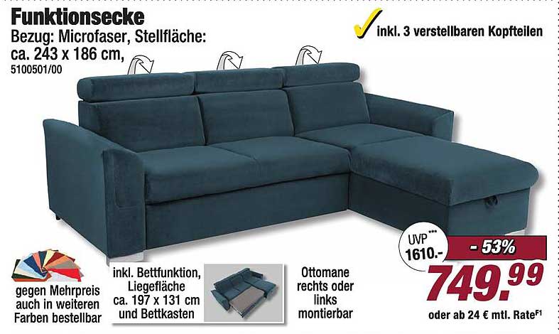 Funktionsecke mit Microfaser-Bezug