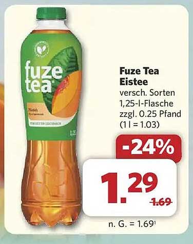 Fuze Tea Eistee - verschiedene Sorten in der 1,25-Liter-Flasche