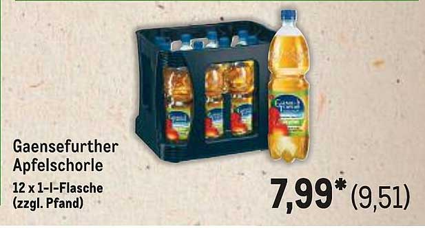 Gaensefurth Apfelschorle 12 x 1-L-Flasche (zzgl. Pfand)