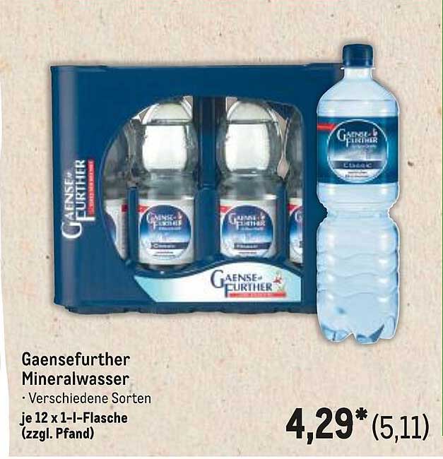 Gaensefurther Mineralwasser - Verschiedene Sorten