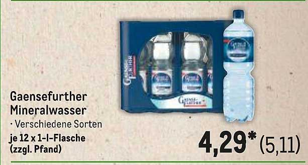 Gaensefurther Mineralwasser - Verschiedene Sorten je 12 x 1-l-Flasche (zzgl. Pfand)