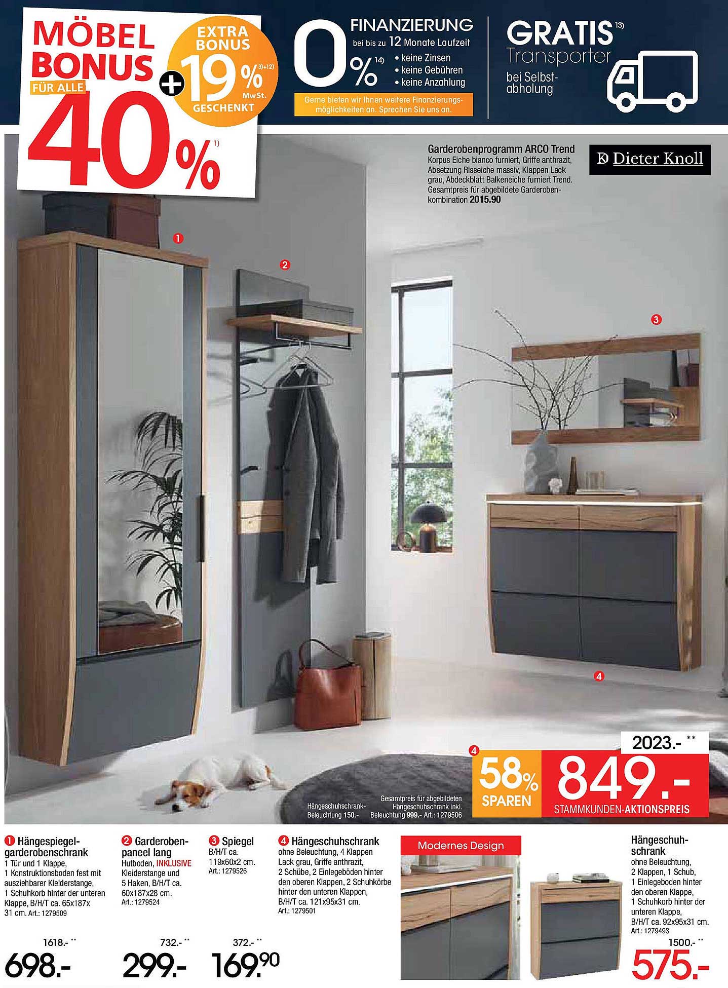 Garderobenprogramm ARCO Trend – Exklusiv-Angebot bei Zurbrüggen