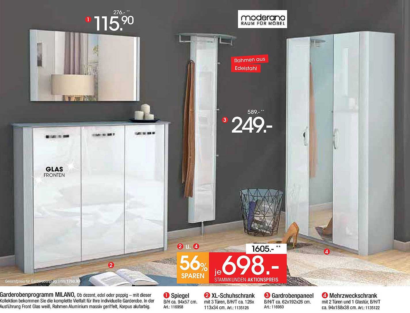 Garderobenprogramm MILANO - 56% sparen!