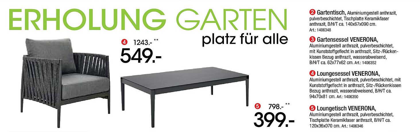 Gartenstuhl VENERONA – Aluminiumgestell anthrazit, pulverbeschichtet, mit Kunststoffgeflecht