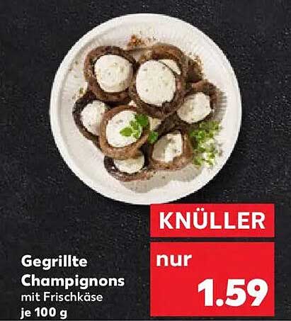 Gegrillte Champignons mit Frischkäse je 100 g
