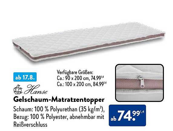 Gelschaum-Matratzentopper von Hanse