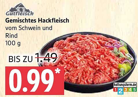 Gemischtes Hackfleisch vom Schwein und Rind, 100 g