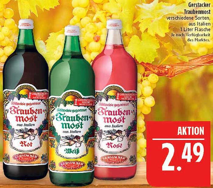 Gerstacker Traubenmost – verschiedene Sorten aus Italien, 1 Liter Flasche