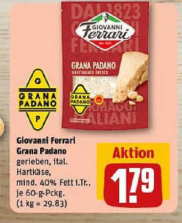 Giovanni Ferrari Grana Padano gerieben, Ital. Hartkäse