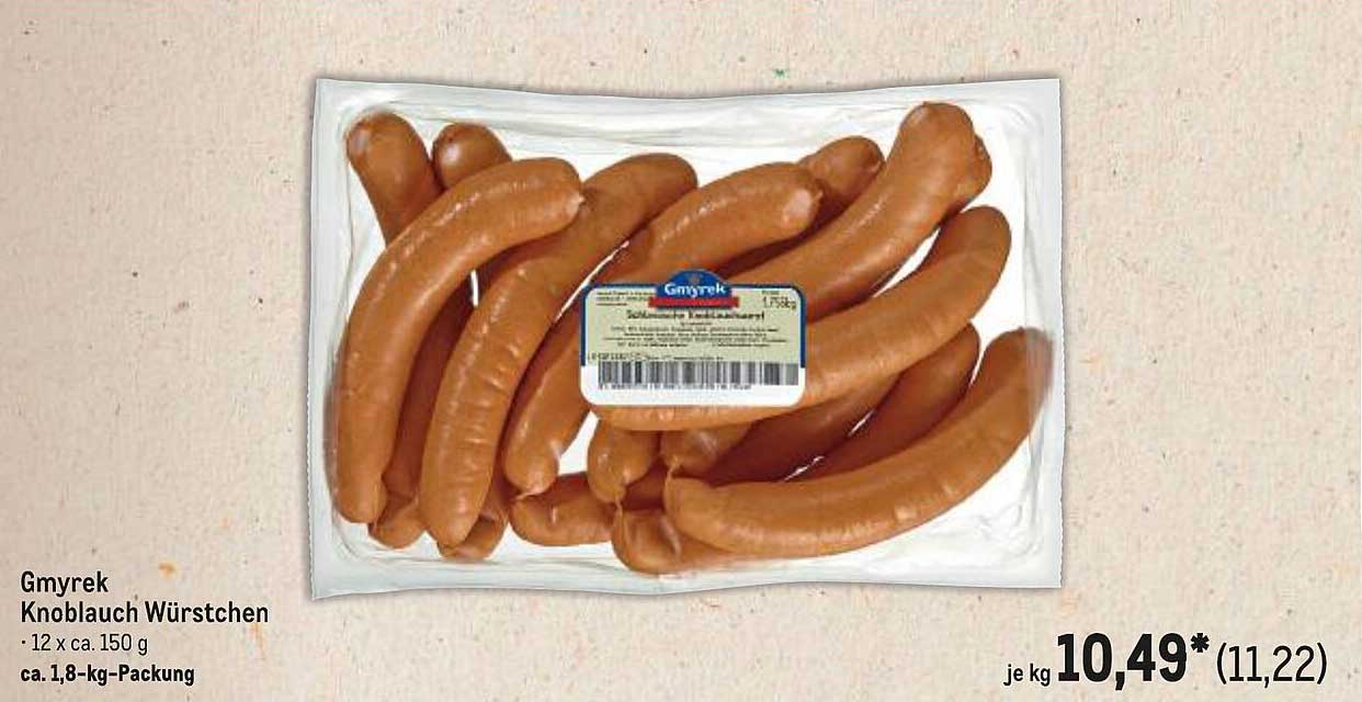 Gmyrek Knoblauch Würstchen - 12 x ca. 150 g