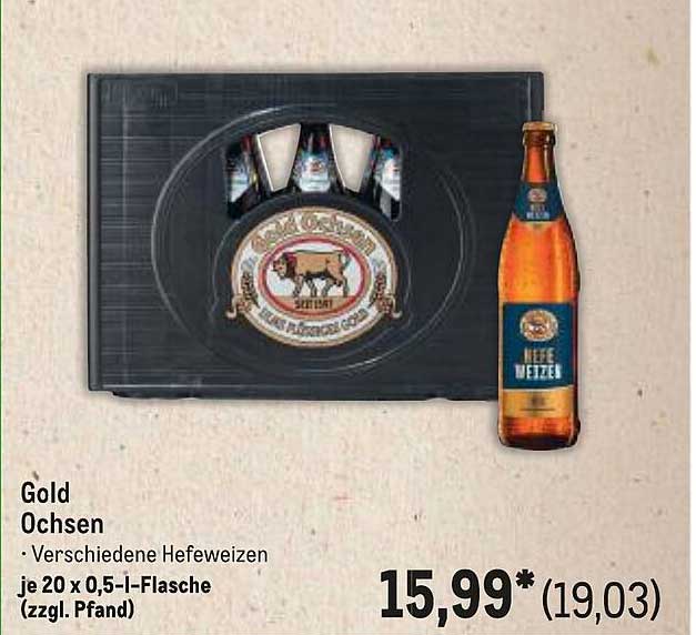 Gold Ochsen - Verschiedene Hefeweizen, je 20 x 0,5 l-Flasche (zzgl. Pfand)