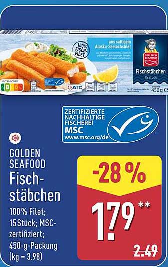 GOLDEN SEAFOOD Fischstäbchen 450 g