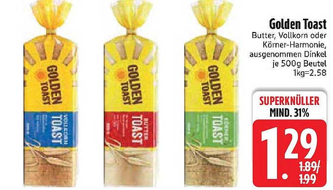 Golden Toast - Butter, Vollkorn oder Körner-Harmonie 500g