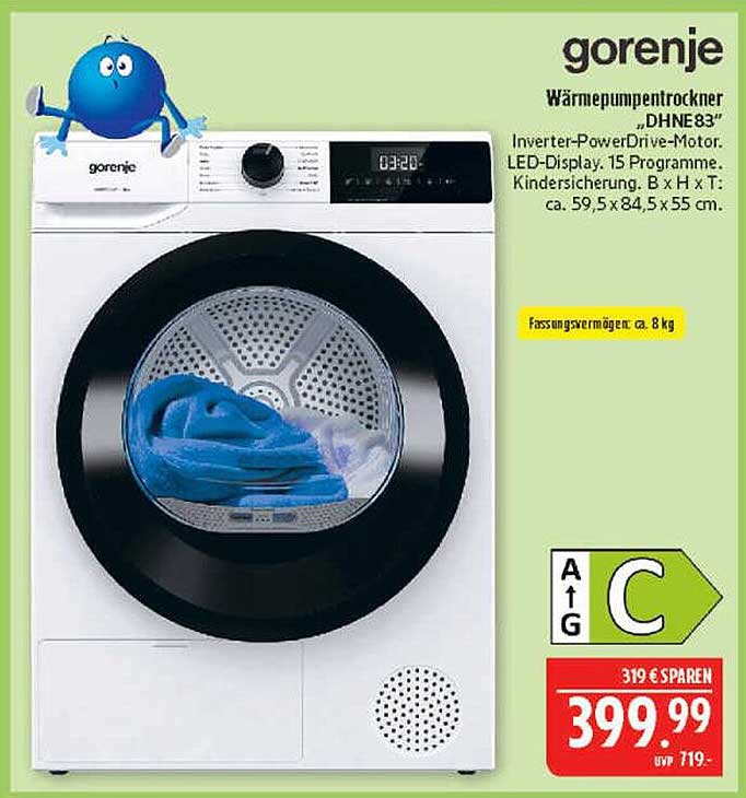 gorenje Wärmepumpentrockner „DHNE83“