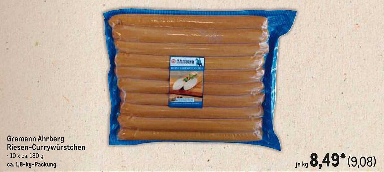 Gramann Ahrberg Riesen-Currywürstchen - 10 x ca. 180 g