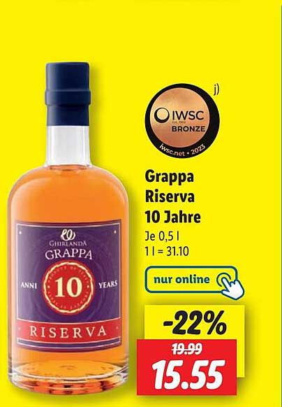 Grappa Riserva 10 Jahre